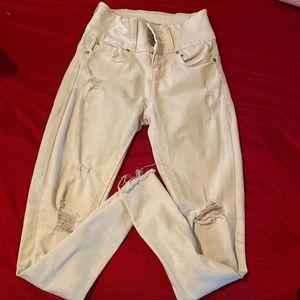 Enjean : high rise white ripped jeans